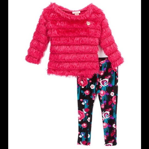 Juicy Couture Pink Ruffle Tunic & Floral Leggings